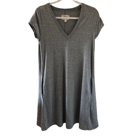 Current/Elliott V Neck Trapeze T-Shirt‎ Dress in Heathered Grey Size 2 Medium. - Picture 1 of 6